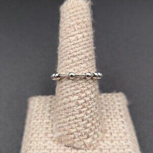 Size 7.25 Sterling Silver Moving Orbs Unisex Band Ring A6258